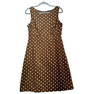 Dressbarn Polka Dot Sleeveless Dress Size 8 Brown & White